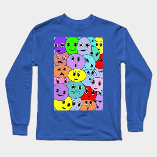 Smiley faces Fun Cartoon pattern Long Sleeve T-Shirt